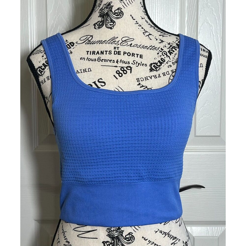 Yogalicious Waffle Seamless Melanie Bra Sportsbra Blue Large Removable Pads Gym